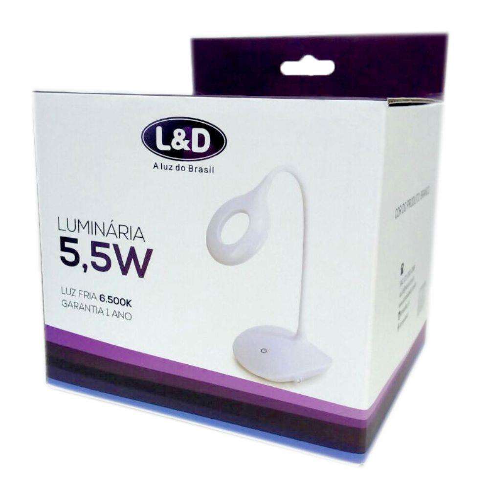LUMINARIA LED DE MESA BRANCA ARTICULAVEL 6500K 5,5W WK Elétrica